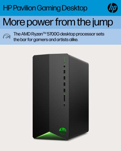 HP Pavilion Gaming Desktop, AMD Ryzen 7 5700G Processor, NVIDIA GeForce RTX 2060 graphic, 16 GB RAM, 1 TB SSD, Windows 11 Pro (TG01-2460