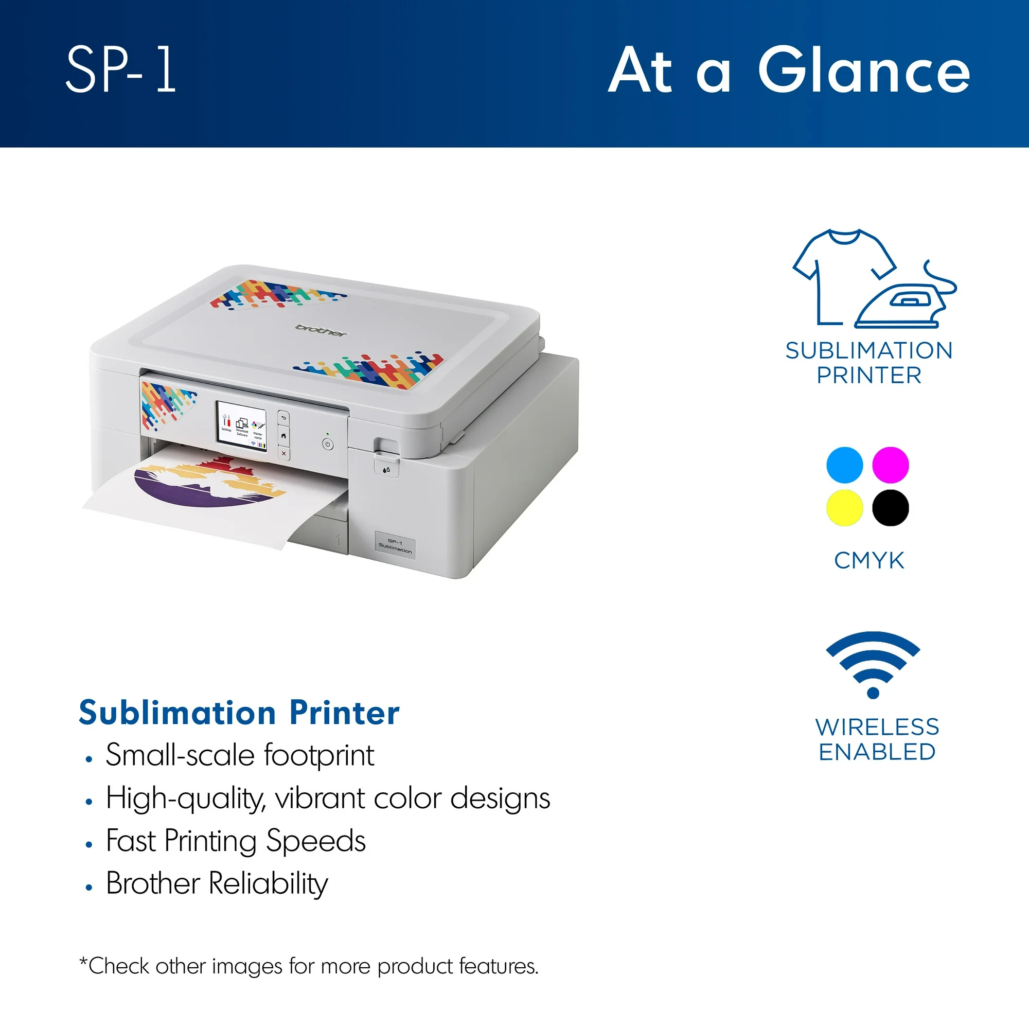 Brother Dye Sublimation Printer with 4-Color Ink Cartridges and 100 Sheets Paper
