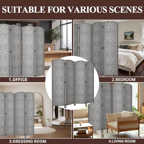 Room Divider, Room Dividers and Folding Privacy Screens, 16in Privacy Screen, 6 Panel Temporary Wall Partitions, 6ft Space Separation Panel Screen