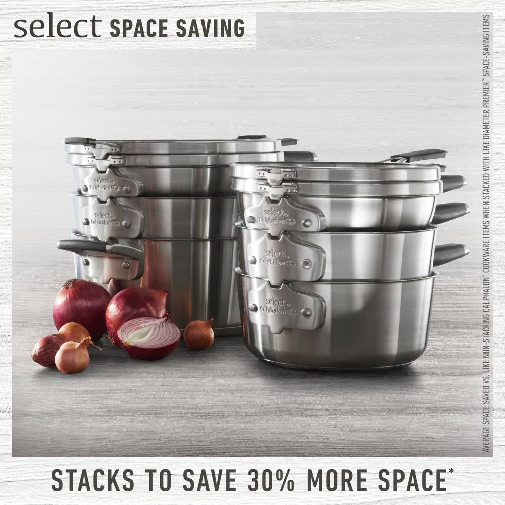 Select by Calphalon Stainless Steel Space Saving Fry Pan Set