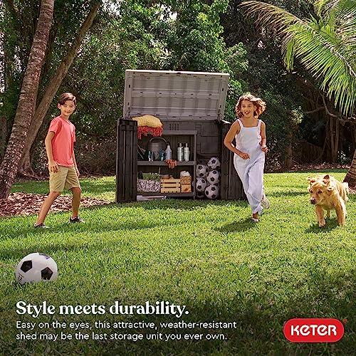 Keter Store-It-Out Prime 4.3 x 3.7 ft. Outdoor Resin Storage Shed with Easy Lift Hinges, Perfect for Yard Tools, Pool Floats and Garden Accessories