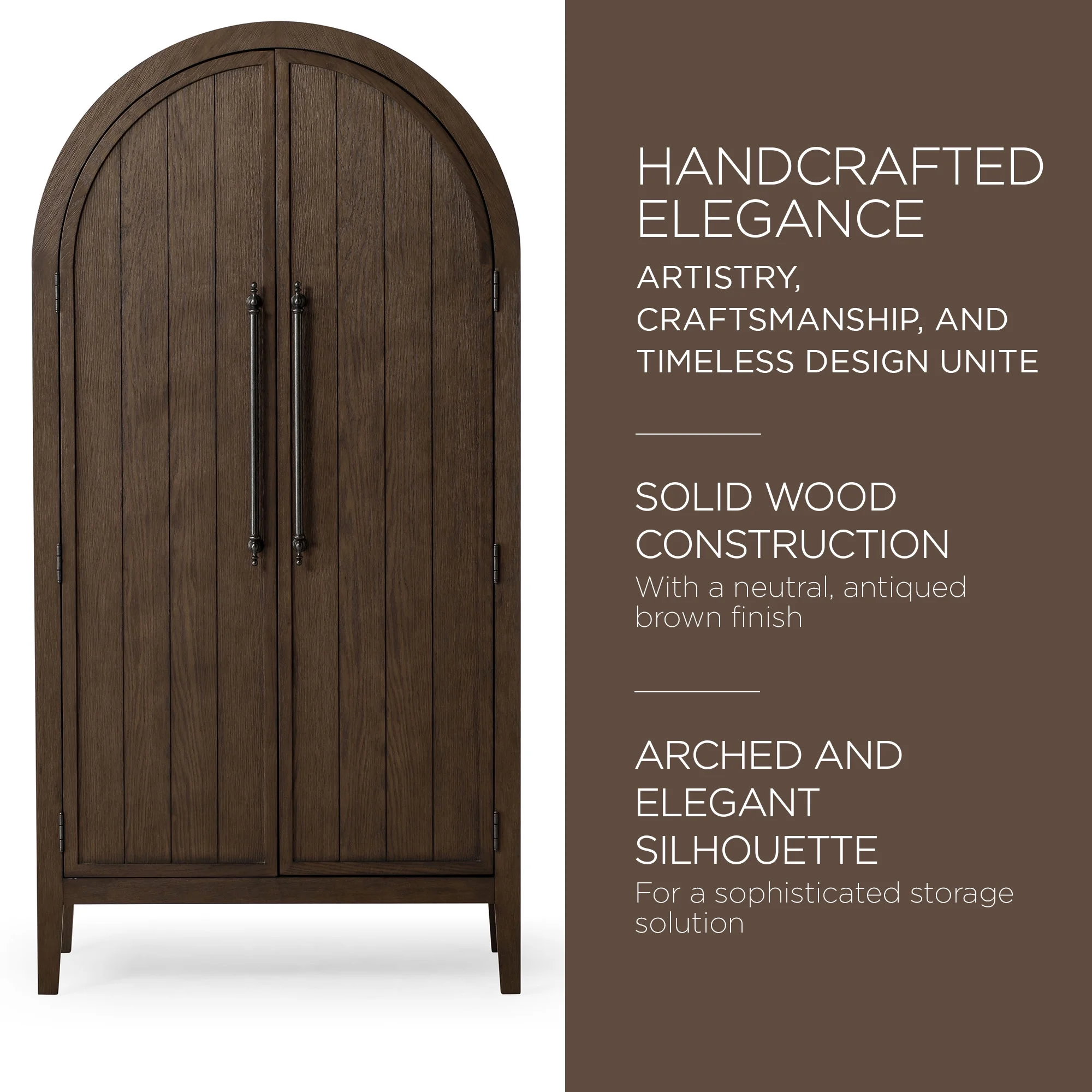 Maven Lane Selene Classical Wooden Cabinet in Antiqued Brown Finish