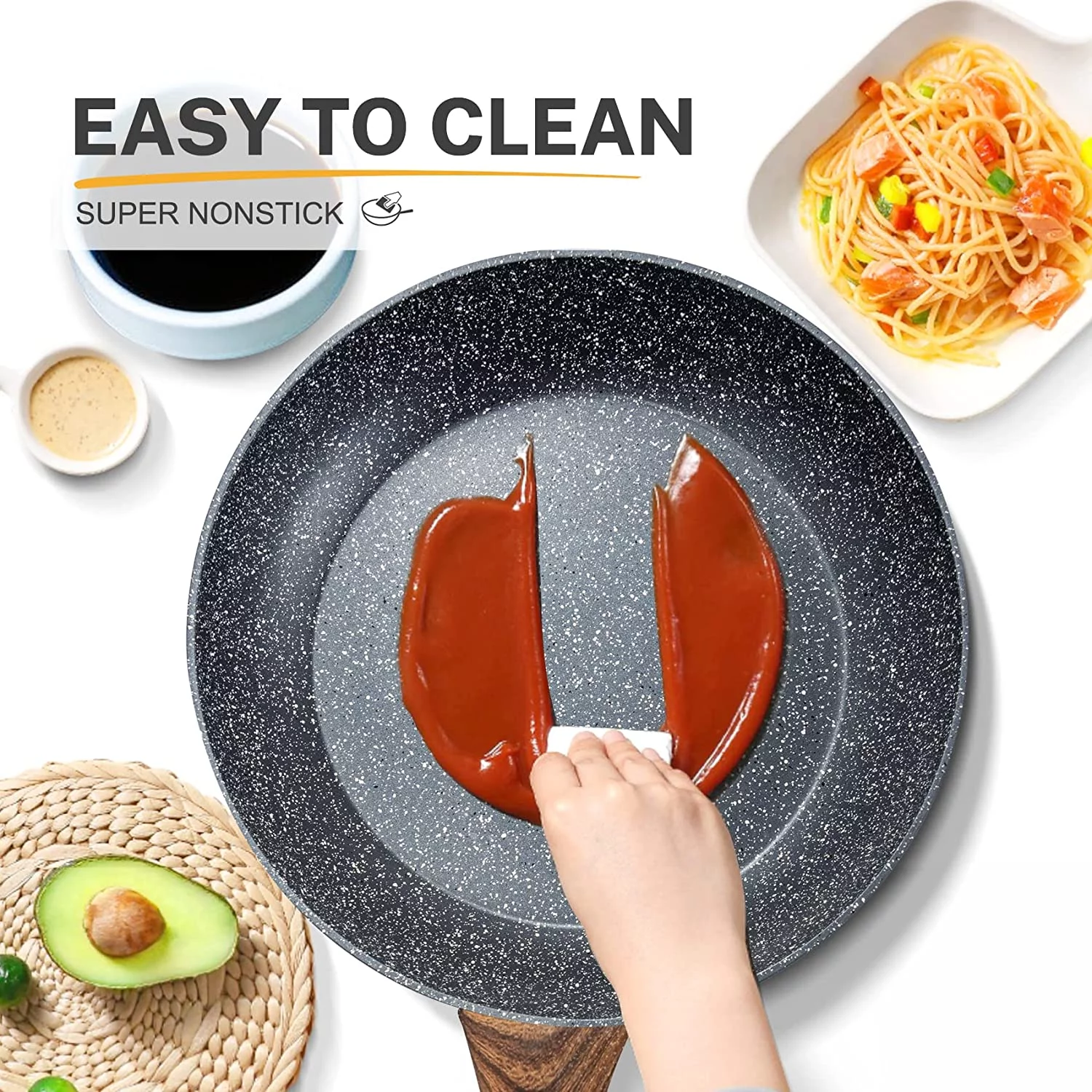 Prikoi Induction Cookware Set  Non Stick Granite Pots and Pans Set for Stove  8 Pieces Dishwasher Safe