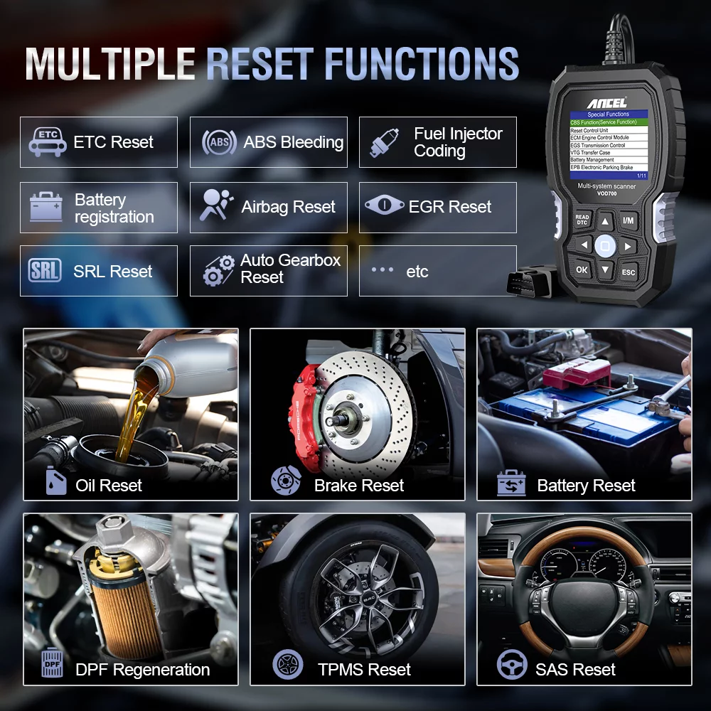 ANCEL VOD700 OBD2 Scanner for Volvo Vehicles Scan Full Systems Oil BMS EPB Reset ABS Bleeding Maintenance Service Car Code Reader Volvo Automotive