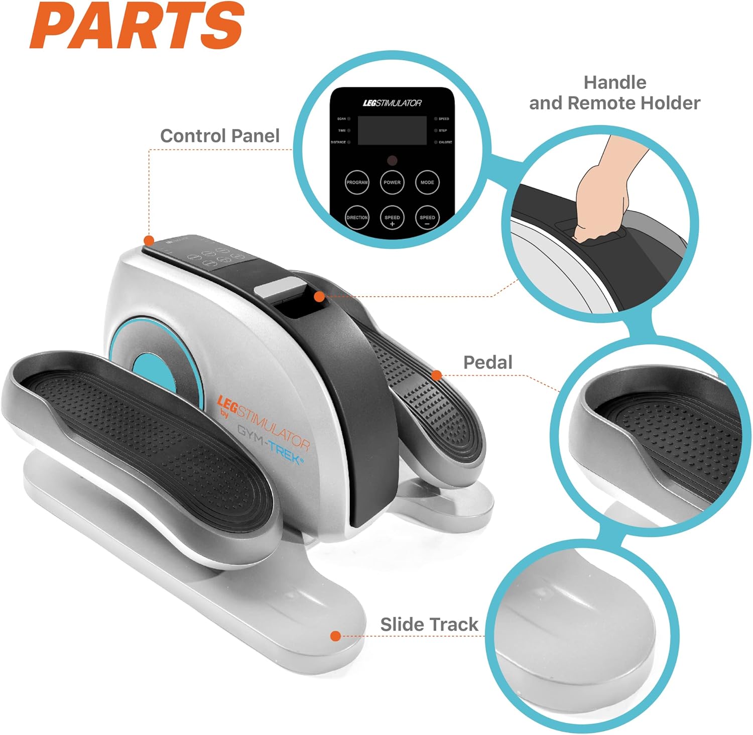 LegStimulator Seated Under Desk Elliptical Electric Machine w Remote Control Portable Trainer Pedal Exerciser LCD Monitor Compact Trainer for Home &