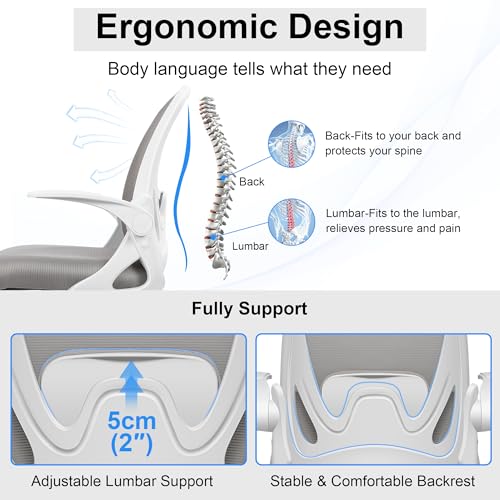 Primy Drafting Chair Tall Office Chair with Flip-up Armrests Executive Ergonomic Computer Standing Desk Chair with Lumbar Support and Adjustable