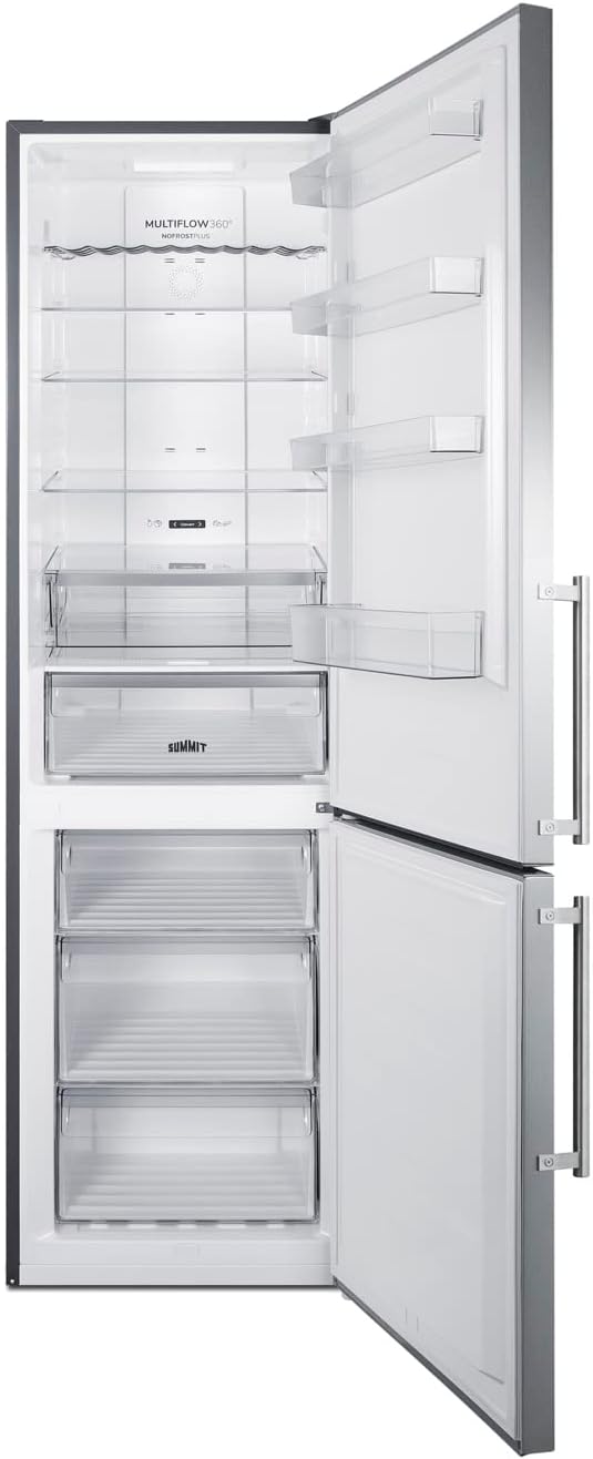 Summit Appliance FFBF181ES2 24" Wide Bottom Freezer Refrigerator, Stainless Steel Door, ENERGY STAR Certified, Digital thermostats, Made in Europe
