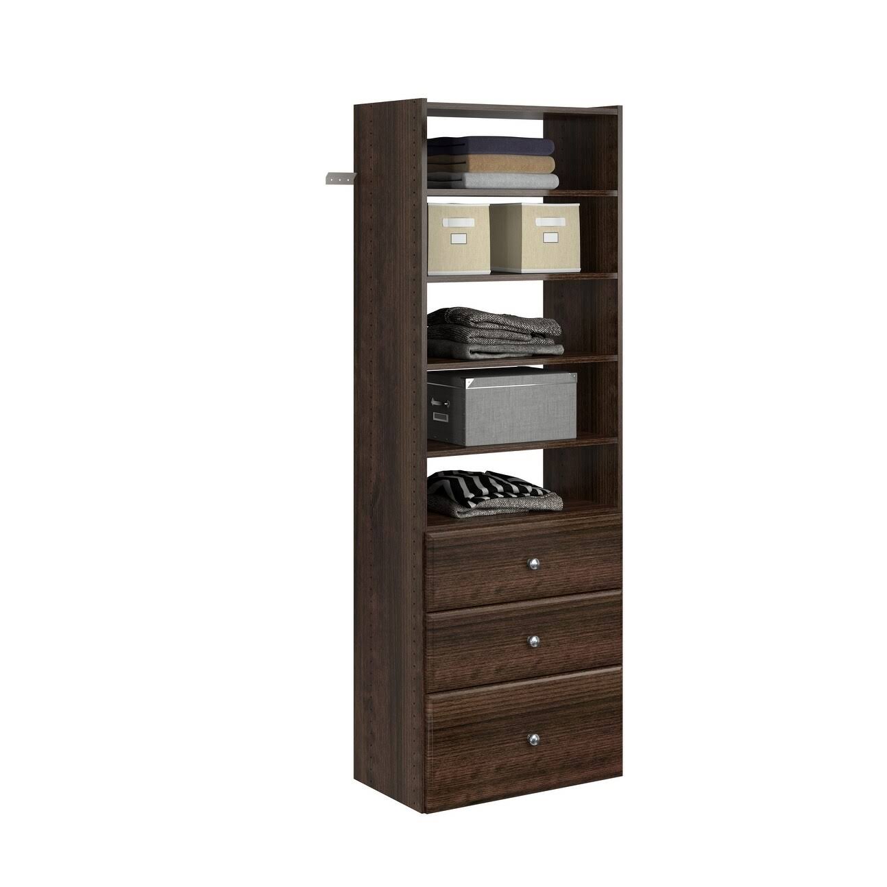 Easy Track Premium Tower Closet Storage Organizer with Shelves u0026 Drawers, White