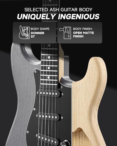 DONNER DST-80 Electric Guitar 39” Beginner Electric Guitar Kit with Amp, Classic SSS Pickup Complete with Gig Bag, Tuner, Capo, Strap, Picks