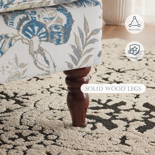 MELLCOM Floral Accent Chair, High Back Upholstered Armchair with Solid Legs, Leisure Single Sofa Chair for Living Room, Bedroom, Home Office