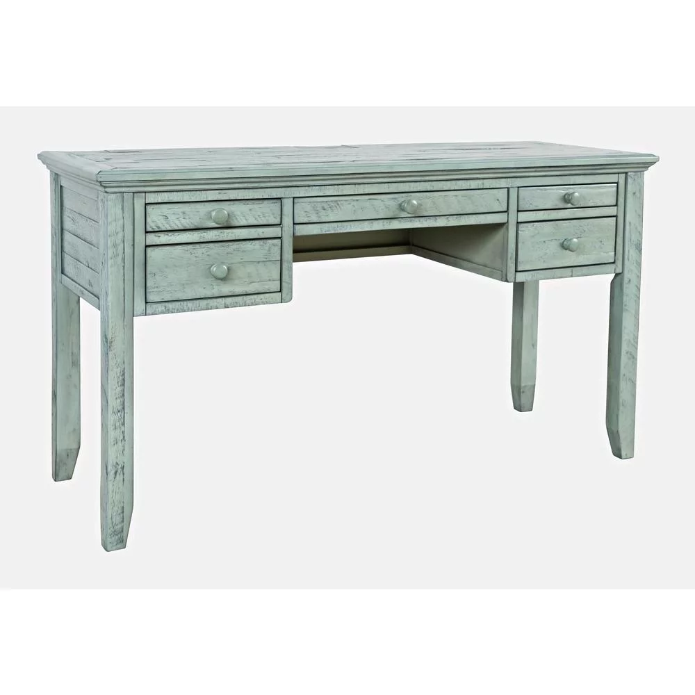 Jofran Rustic Shores Coastal Style Distressed Acacia USB Charging Desk