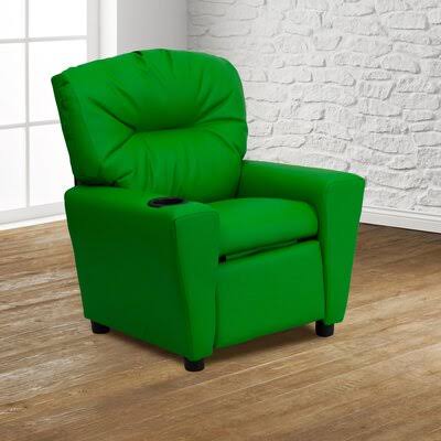 Zoomie Kids Candy Kids Recliner w/ Cup HOLDER; Vinyl - Green