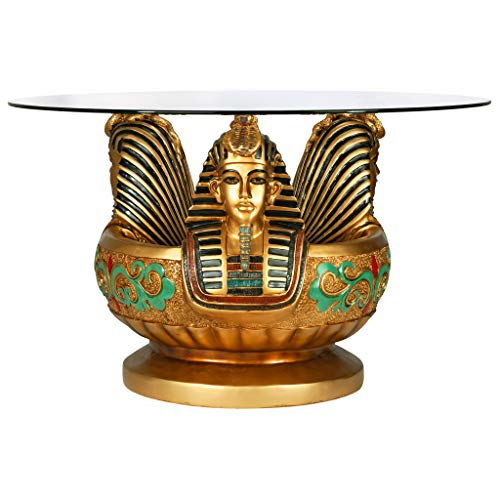 Design Toscano Three Heads of Tutankhamen Egyptian Coffee Cocktail Table, 31 Inch, full color