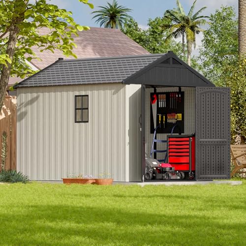 Patiowell 6x4 FT Plastic Outdoor Storage Shed, Resin Shed Perfect to Store Patio Furniture, GardenTools Bike Accessories, Beach Chairs and Lawn Mower