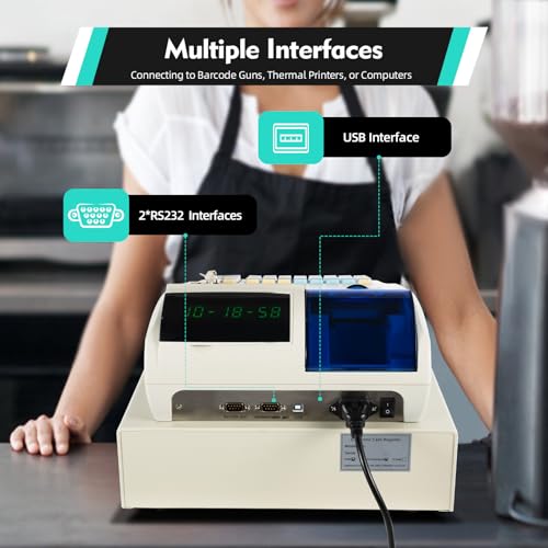 Professional Cash Register,Electronic Cash Register with Cash and Coin Drawer