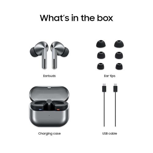 Samsung Galaxy Buds 3 Pro AI True Wireless Bluetooth Earbuds, Noise Cancelling, Sound Optimization, Redesigned Comfort Fit, Silver [US Version