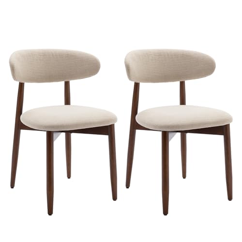 COLAMY Wooden Dining Chairs Set of 4, Modern Fabric Upholstered Dining Room Chair, Farmhouse Kitchen Chairs with Foot Pegs, Green