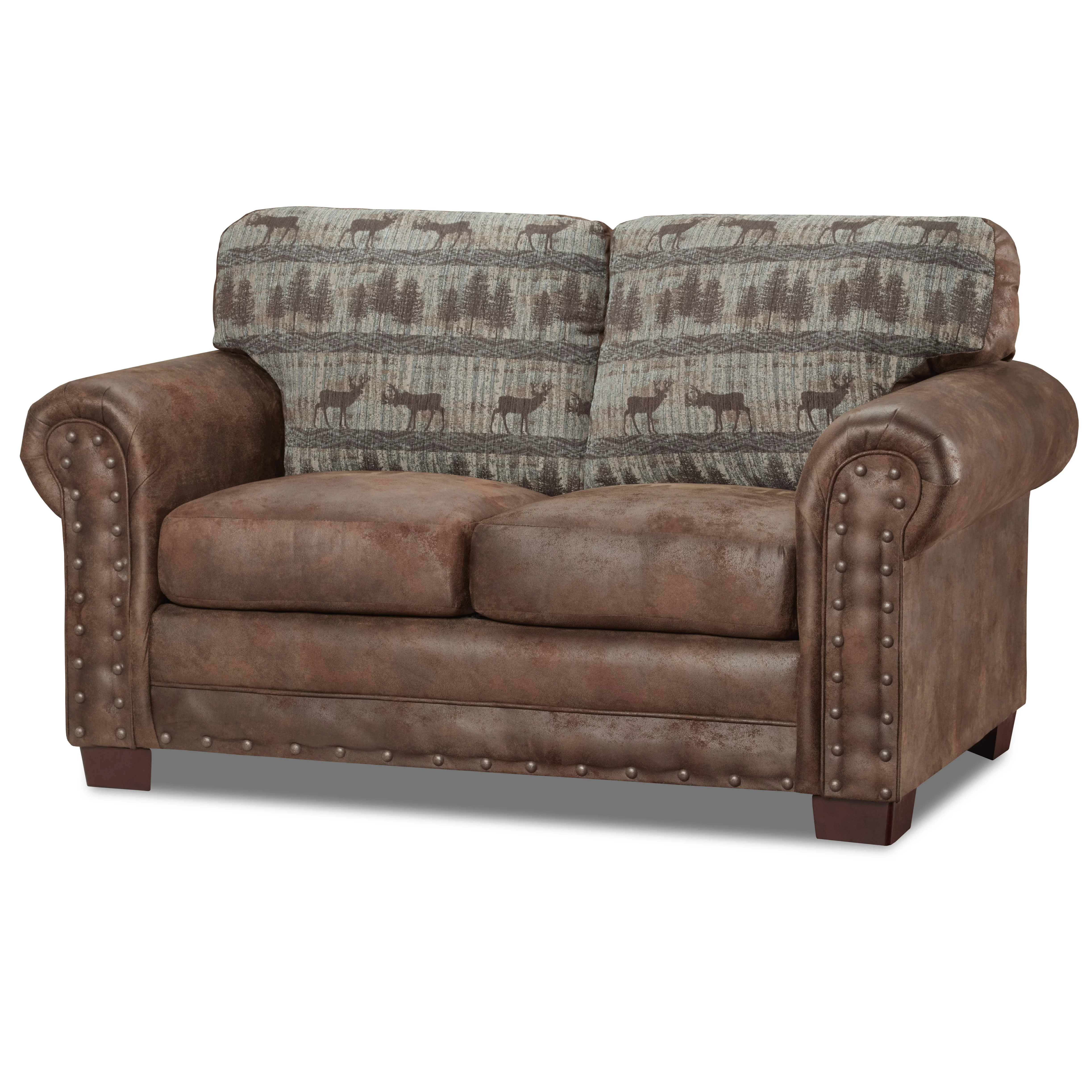American Furniture Classics Model 8502-90 Deer Teal Lodge Tapestry Loveseat