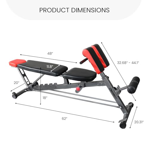 Finer Form Multi-Functional FID Weight Bench for Full All-in-One Body Workout – Hyper Back Extension, Roman Chair, Adjustable Ab Sit up Bench