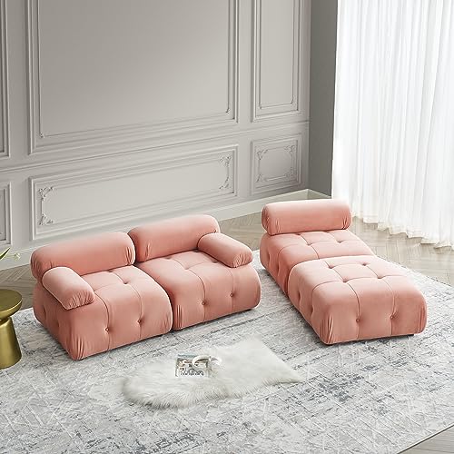 Sleeper Sofa couches Ottoman Cloud Couch Bed Loveseat Living Room Furniture Sturdy Solid Wood Frame Modular Sectional Comfortable Velvet Upholstery