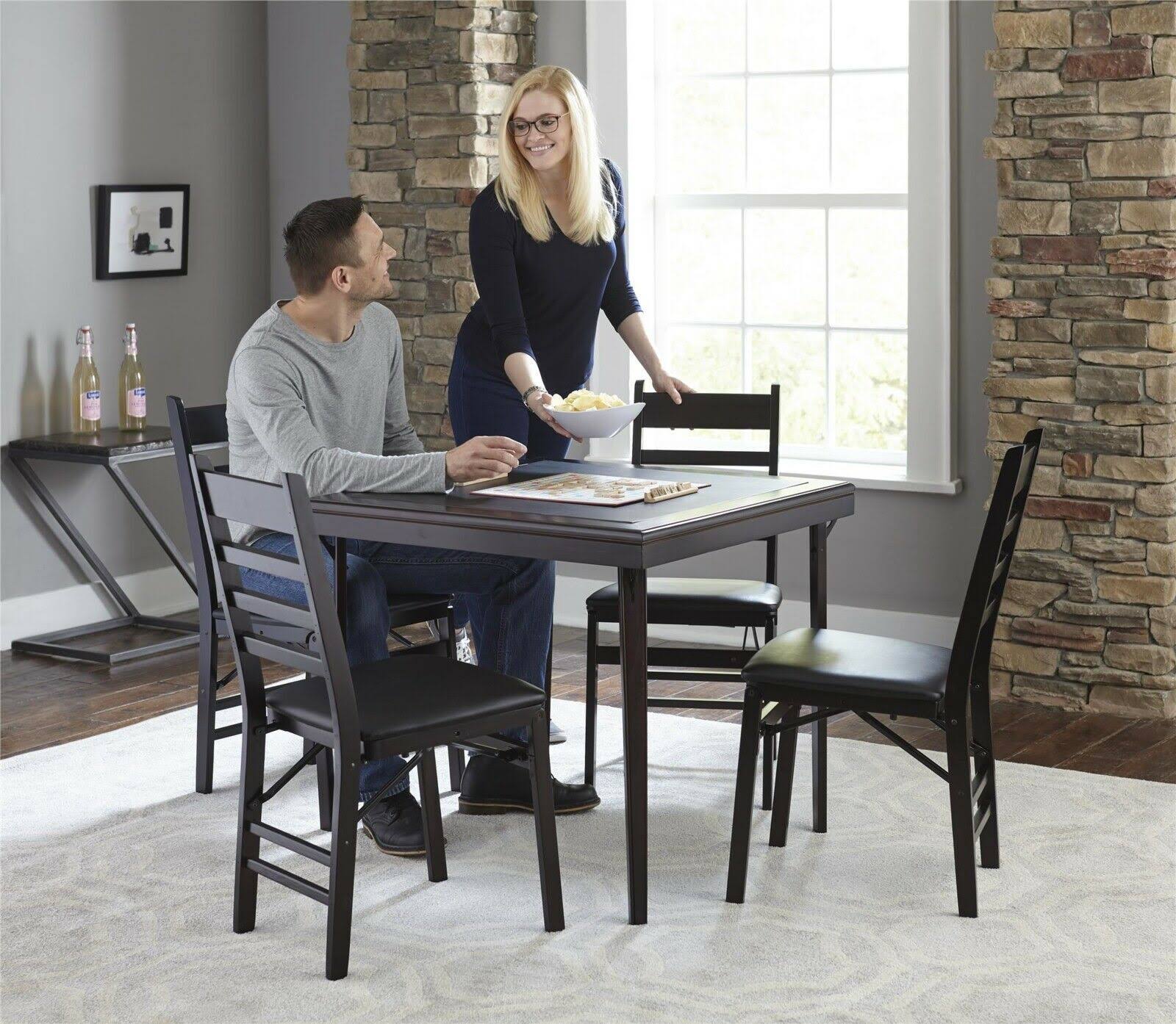 Cosco Wood Ladder Back Folding Chair, Black/Brown