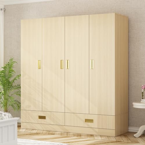 Homsee 82.7" H Modern Armoire Wardrobe Closet with 8 Doors and 2 Drawers, Clothing Storage Cabinet with 3-Tier Shelves and Hanging Rod for Bedroom