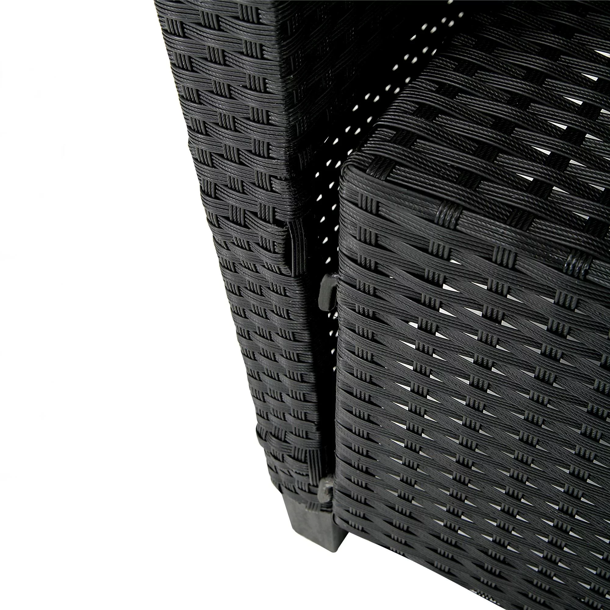 COSCO Outdoor 4 Piece Conversation Set, No Tools Assembly, Gray Cushions, Black Resin Wicker