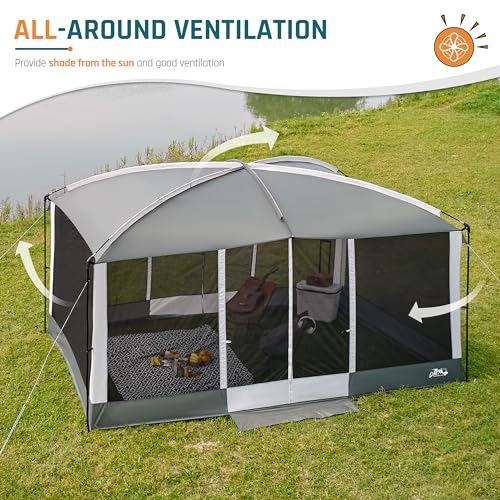 Screen House Tent 13x9ft Screen Room Mesh Gazebos w/ 2 Magnetic Doors, Included Projection Screen