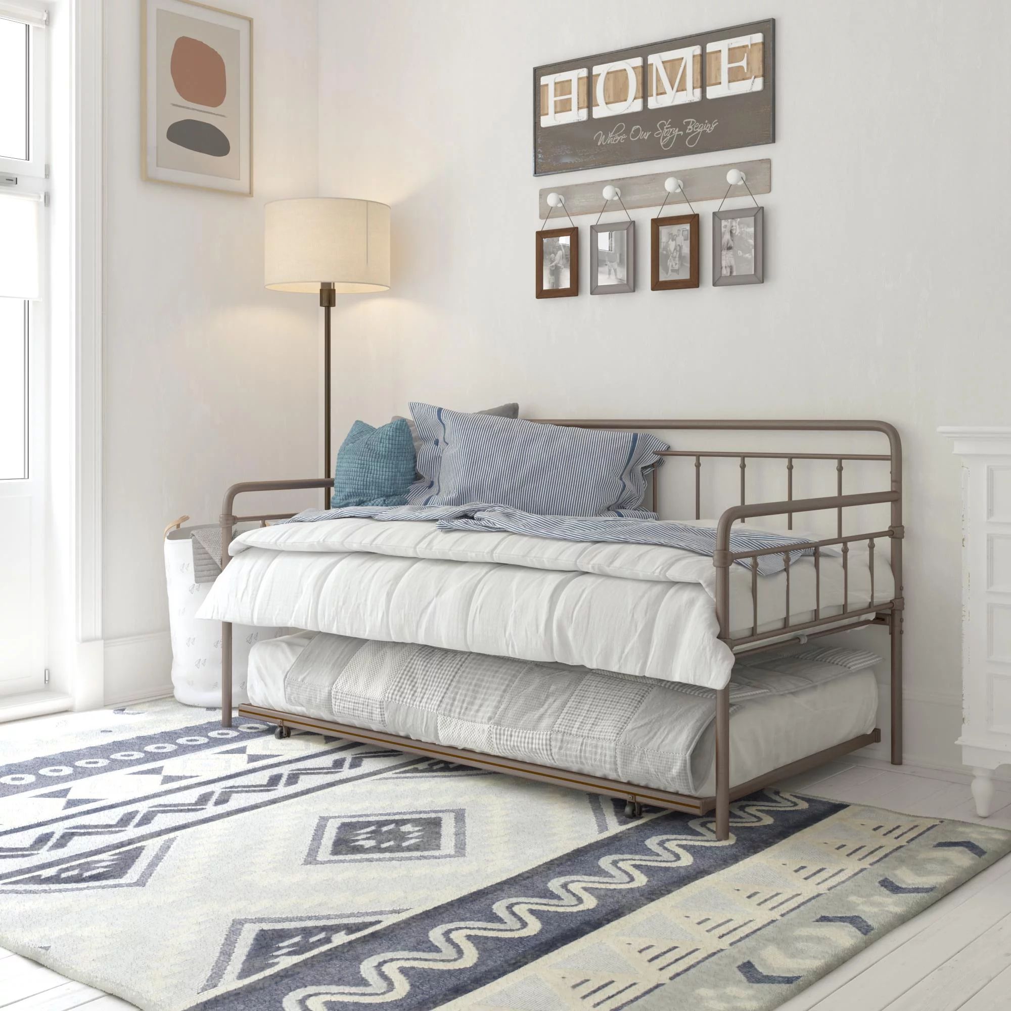 DHP Wallace Metal Daybed with Trundle, Twin, Bronze