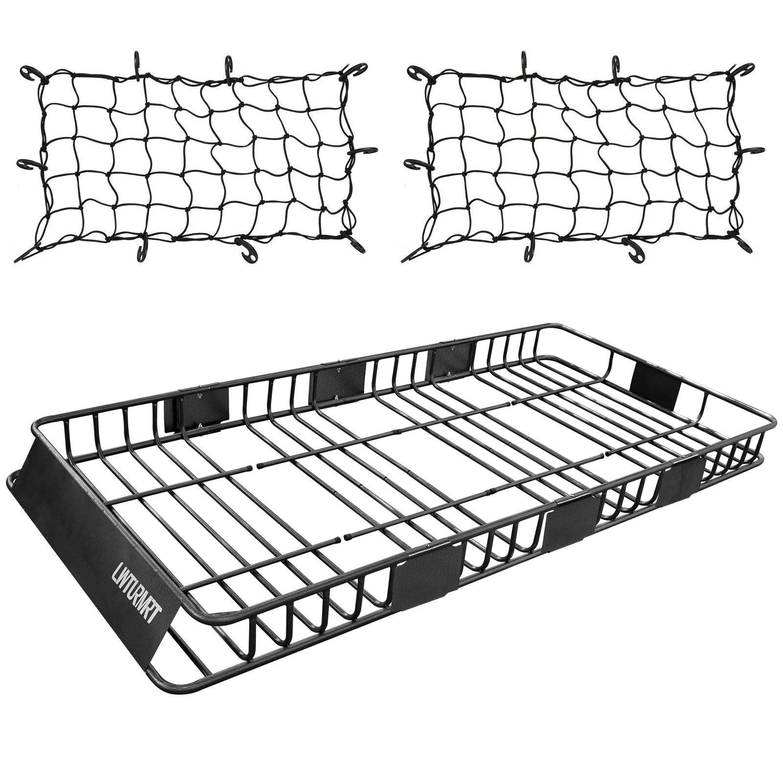 Universal LWTRMRT 84"Rooftop Cargo Carrier Rack W/ 2 Nets, 250lbs Capacity Roof Luggage Basket