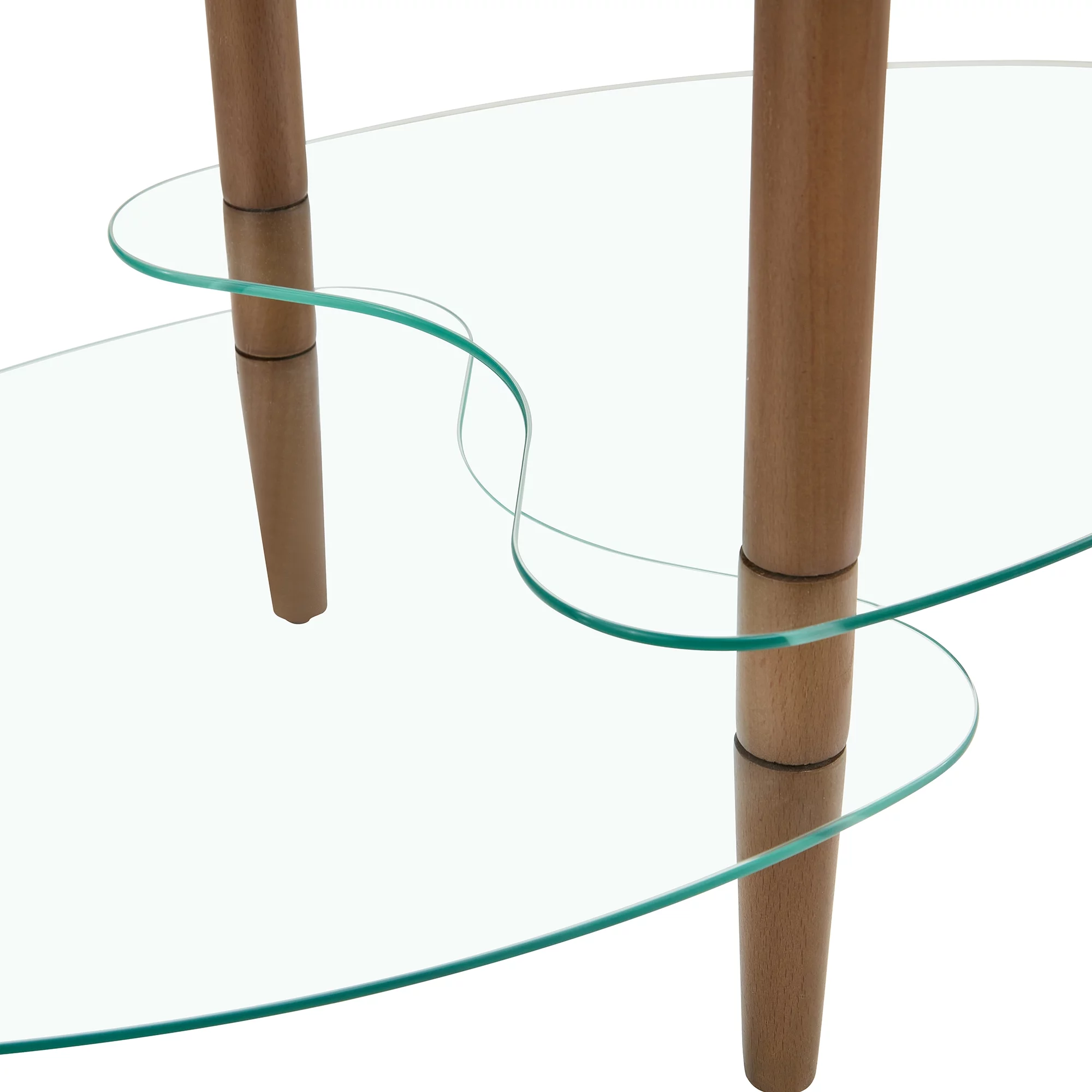 Modern Oval Glass Coffee Table with Storage for Living Room