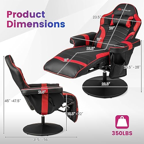 Goplus Massage Gaming Chair, Racing Style Gaming Recliner w/Adjustable Backrest and Footrest