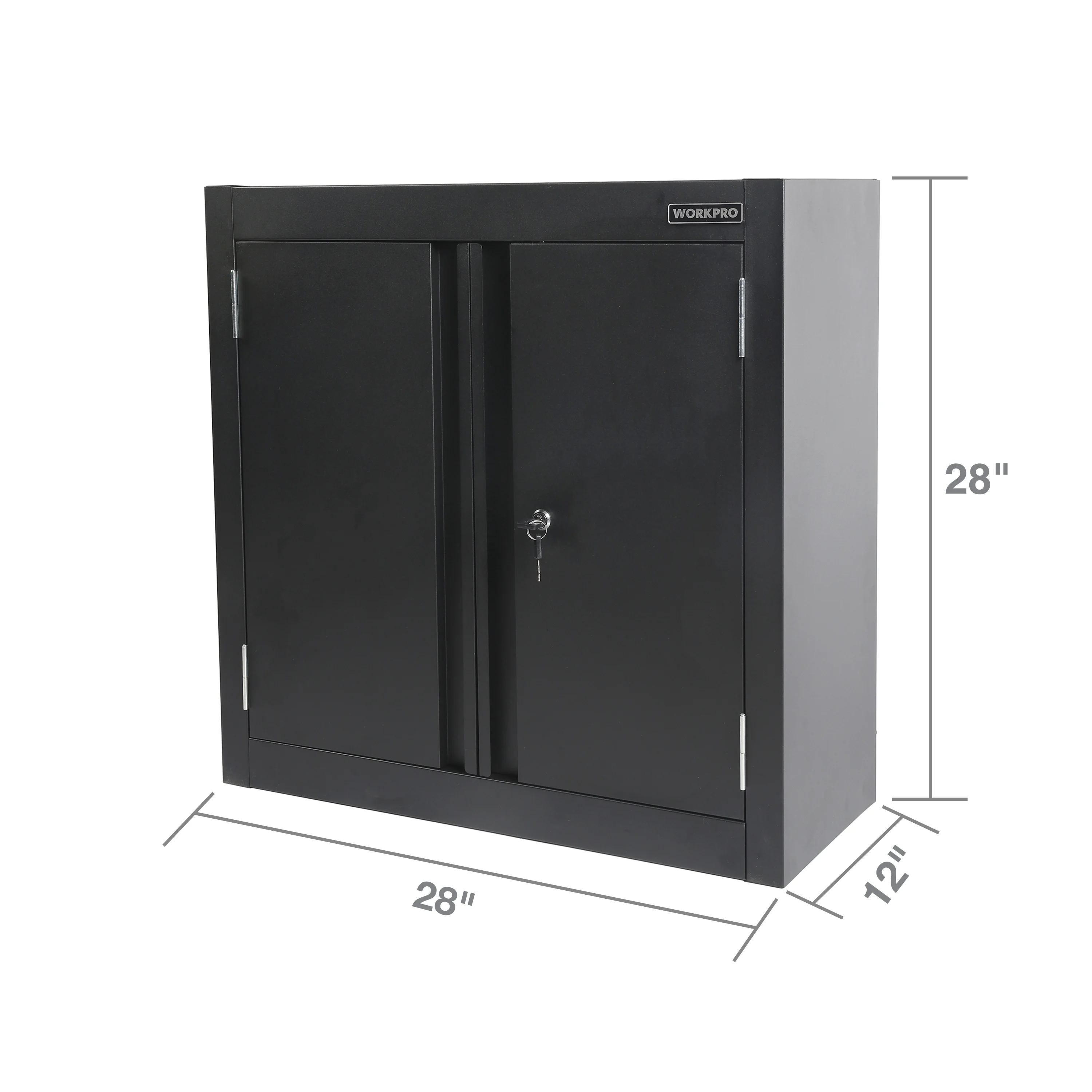 WORKPRO 28-Inch Wall Garage Storage Cabinet, Adjustable Shelf, Steel, Black