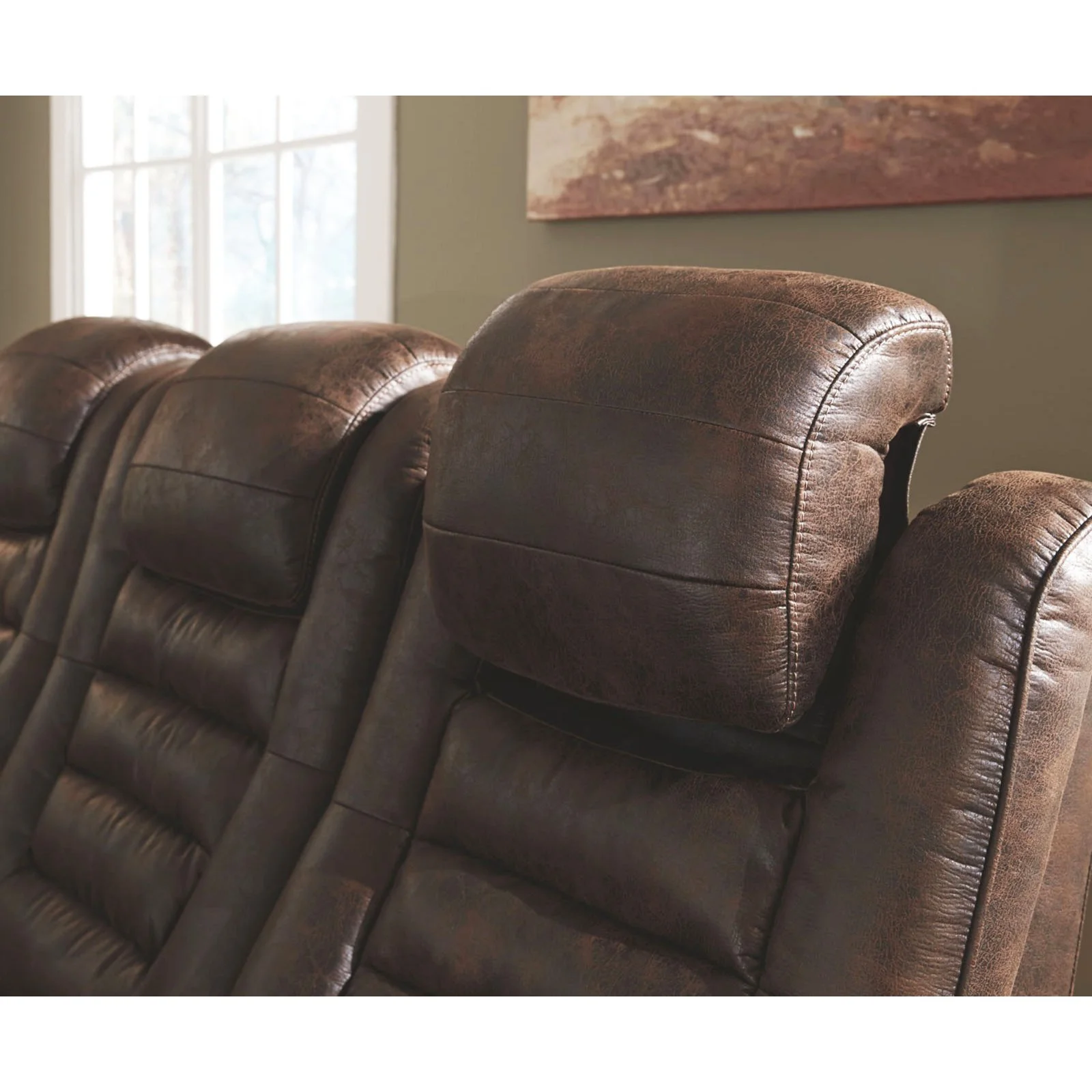 Signature Design by Ashley Game Zone Power Reclining Sofa in Bark
