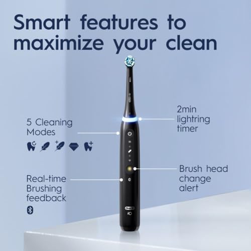 Oral-B iO Deep Clean + Whiten Rechargeable Electric Toothbrush with Visible Pressure Sensor, 2 Minute Timer, 5 Cleaning Settings, 1 iO5 Limited