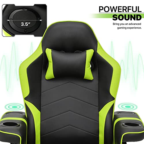 Magshion Massage Gaming Recliner Chair, 360° Swivel PU Leather Reclining Chair with Adjustable Backrest, Footrest