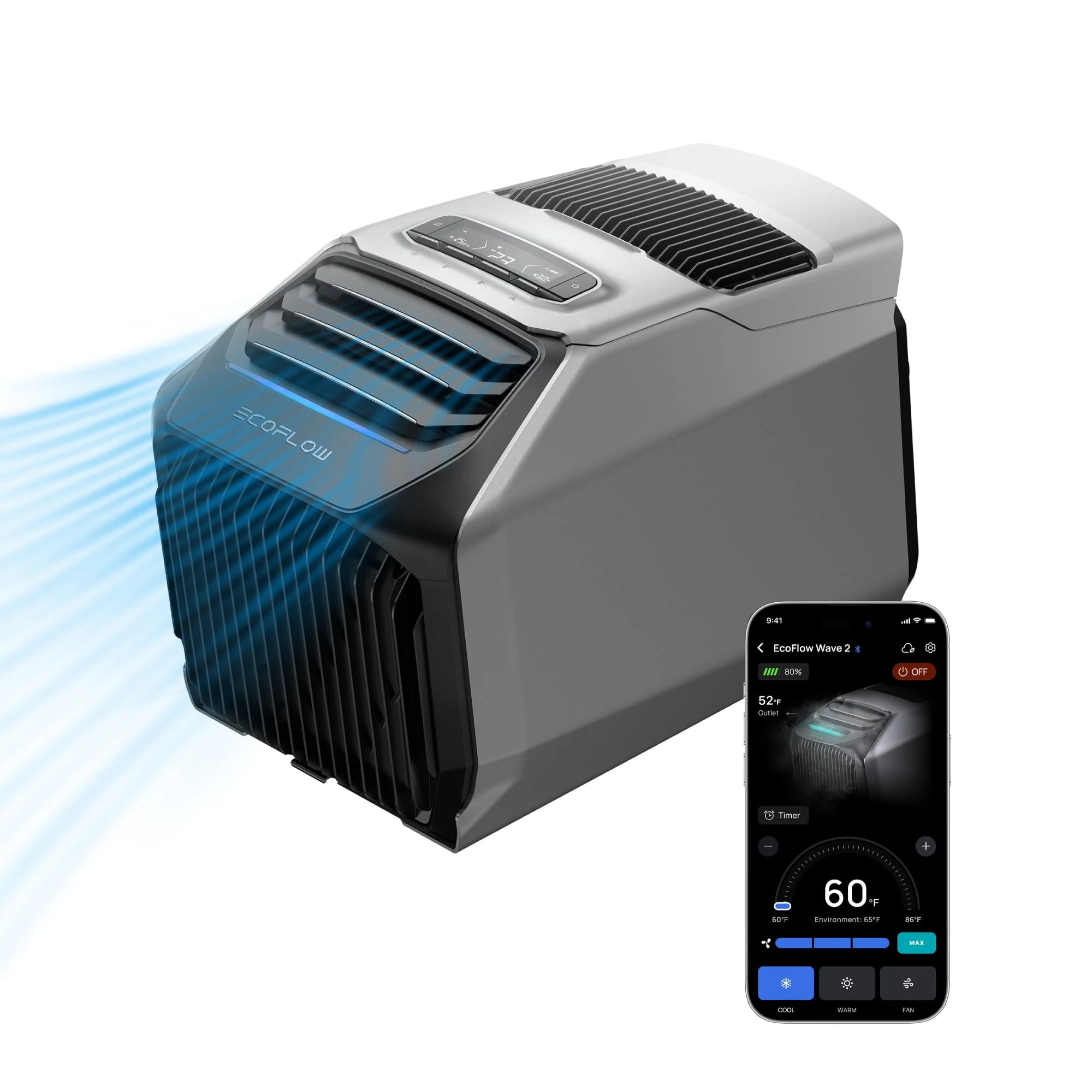 EcoFlow Portable Air Conditioner with Heat 5100 BTU for Outdoor WAVE 2, Air Conditioning Unit