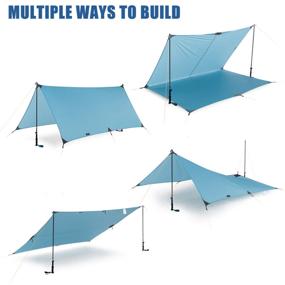 Qinuo 10'x10' Sunshade Beach Tent Canopy with Sandbags Portable Sun Shelter, Blue