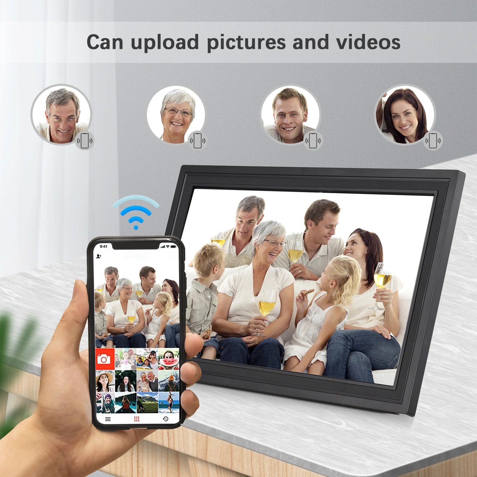 Anself WiFi Digital Photo Frame 15.6-Inch TFT Screen 16GB Storage Auto Rotation