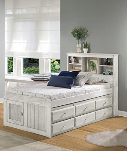 Discovery World Furniture White Full Bookcase Bed with 6 Drawers