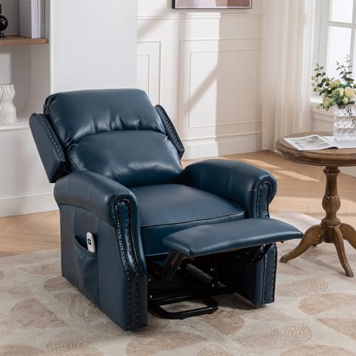 Electric Lift Elderly, Swivel Glider Power, Upholstered Living Room Reclining Sofa Chair with Lumbar Support, Red Brown