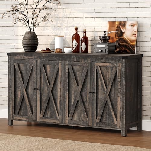 DWVO 55'' Sideboard Buffet Cabinet with Storage, Farmhouse Kitchen Storage Cabinet with Doors