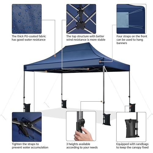 Yaheetech Heavy Duty Pop Up Canopy Tent, 10x20 Commercial Instant Shelter Tent for Wedding, Parties, Adjustable Outdoor Canopy with Wheeled Carry Bag