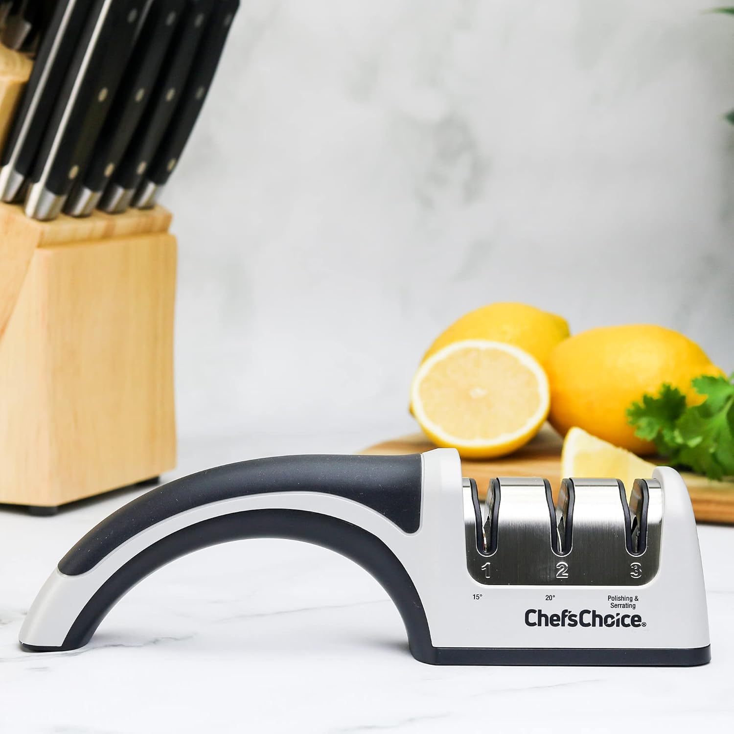 Chef'sChoice ProntoPro Hone Manual Knife Extremely Fast Sharpening Euro-American and Asian Style Knives Precise Bevel Angle Control Diamond Abrasive