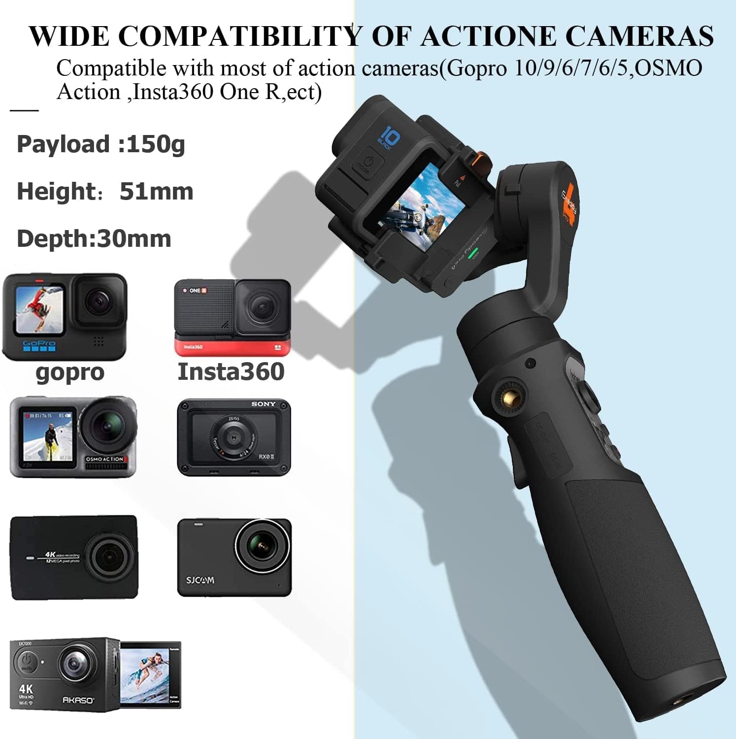 hohem iSteady Pro 4 3-Axis Gimbal Stabilizer for Gopro 10/9 8/7/6/5/4, for Osmo Action and Other Action Cameras - Support Bluetooth & Cable Control