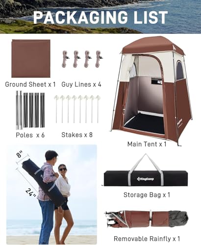 KingCamp Shower Tent, Portable Privacy Tent Outdoor Camping 1/2 Room Toilet Tents with Shower Bag & Dressing Room for Travel Beach Tailgate
