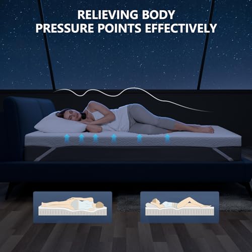 Memory Foam Mattress Topper - 3 Inch Gel Mattress Pad for Pressure Relief, Premium Soft Cooling Sleep Bed Topper