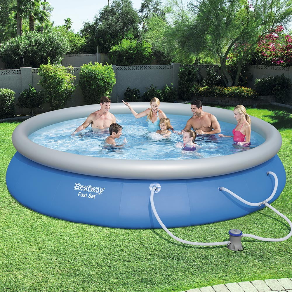 Bestway Fast Set- Round Above Ground Pool Set, 15 ft x 33 in