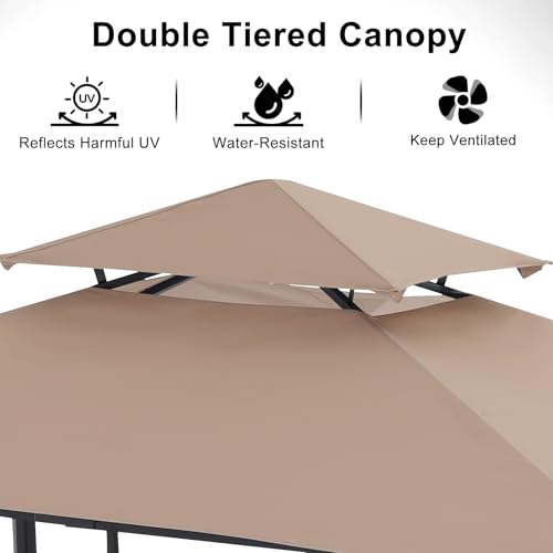 ABCCANOPY 8x5 Grill Gazebo - Outdoor BBQ Canopy Shelter with Led Light for Patio Backyard Grilling (Dark Gray)
