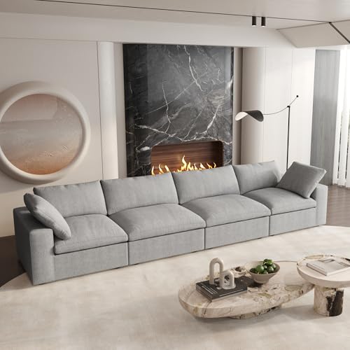 160.6" Cloud Couch Modular Sectional Sofa for Livingroom,Oversized Convertible Sofa with Storage Ottomans,6 Seat Wide Couches